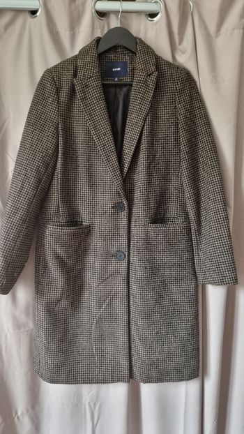 Manteau pied de poule marron et noir Kiabi