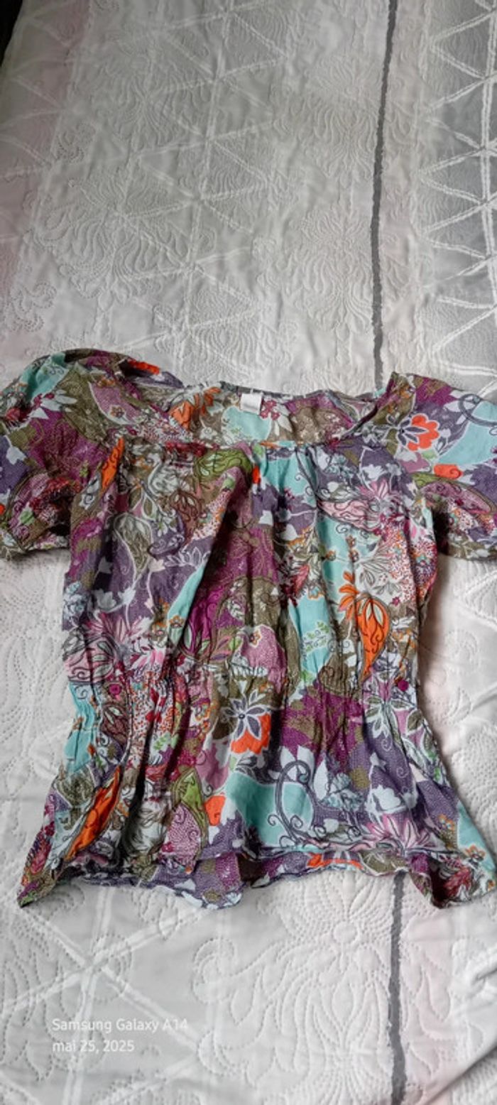 Blouse légère motif fleurs colorées femme 42/44 camaïeu - photo numéro 13