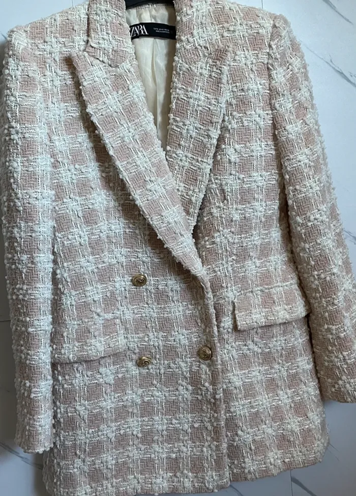 Veste blazer à carreaux texturée zara taille 36 - photo numéro 9