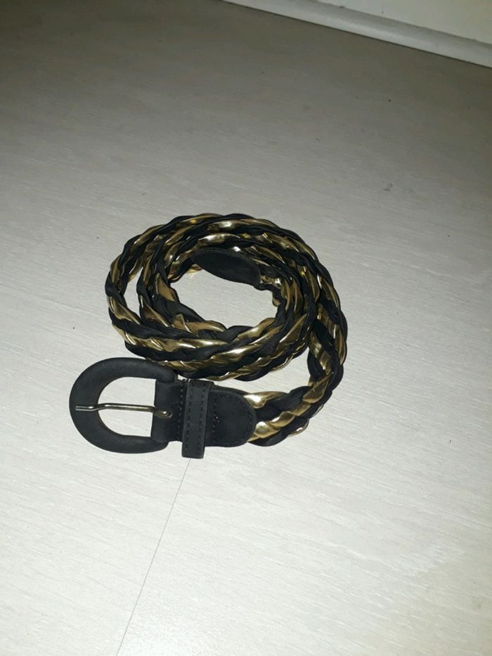 Ceinture croisée noir et dorée