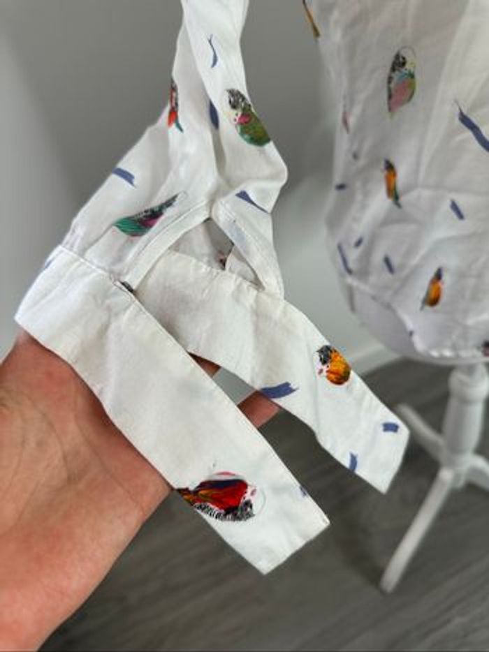 Chemisier blanc et multicolore oiseaux Madeleine T38 M - photo numéro 3