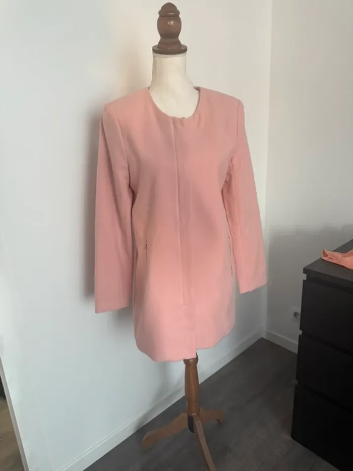 Manteau mi long rose poudré Women Only 38 ou M