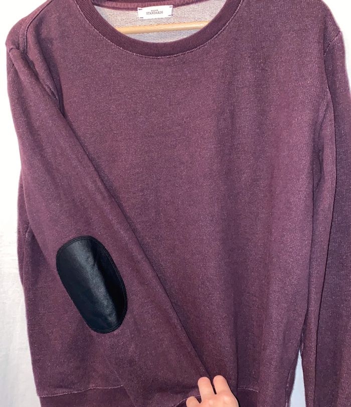 sweat prune en coton Maison Standards avec du cuir taille XS valeur 95 euros - photo numéro 3