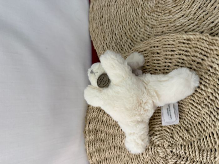 Doudou et compagnie lapin blanc gris taupe tout doux Bonbon - photo numéro 4