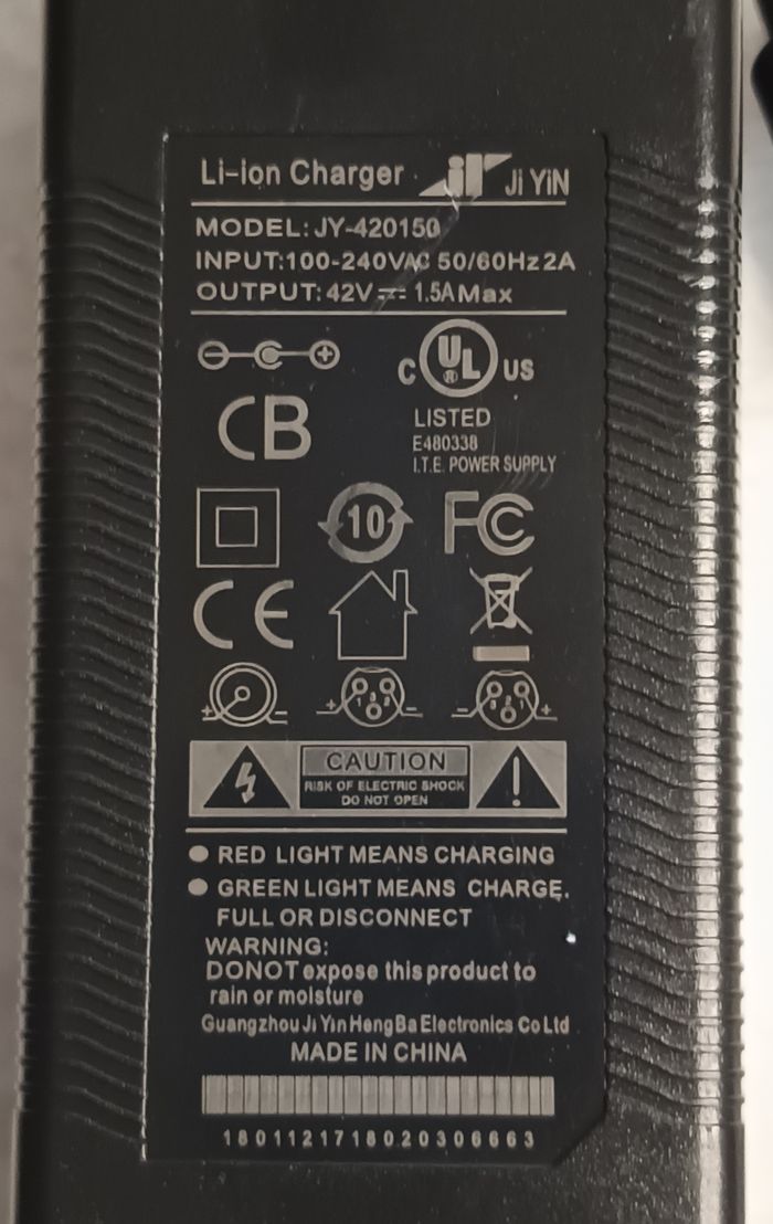 Chargeur Original Complet JY-420150 42V 1.5A 3 Trous avec câble Secteur - photo numéro 2