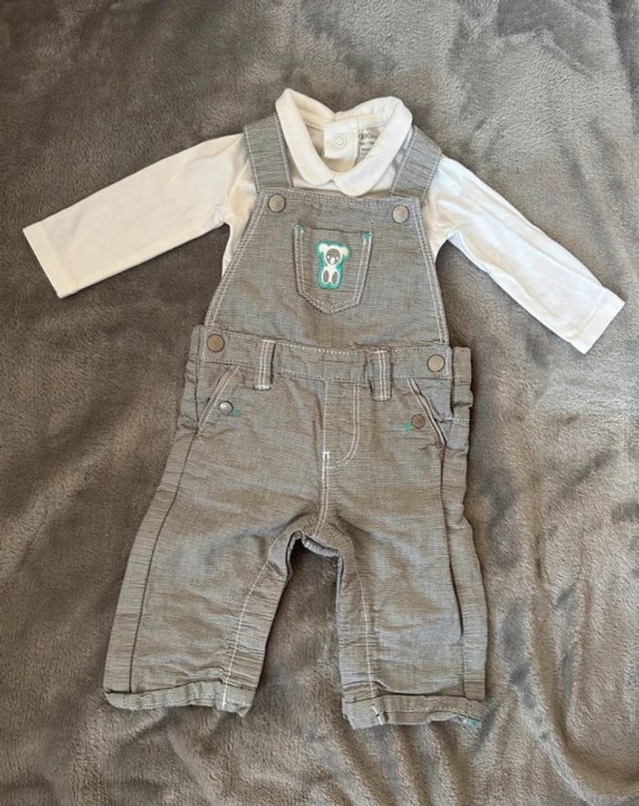 Ensemble salopette longue + body ml - 3 mois - Obaïbi