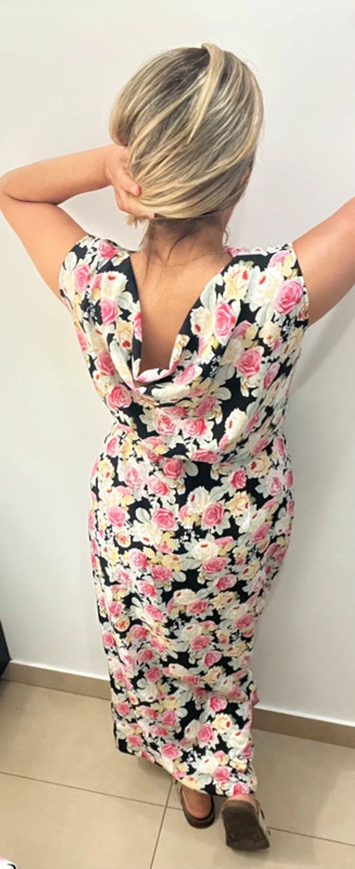 Robe longue fendu imprimée fleurs Taille 42 - photo numéro 8