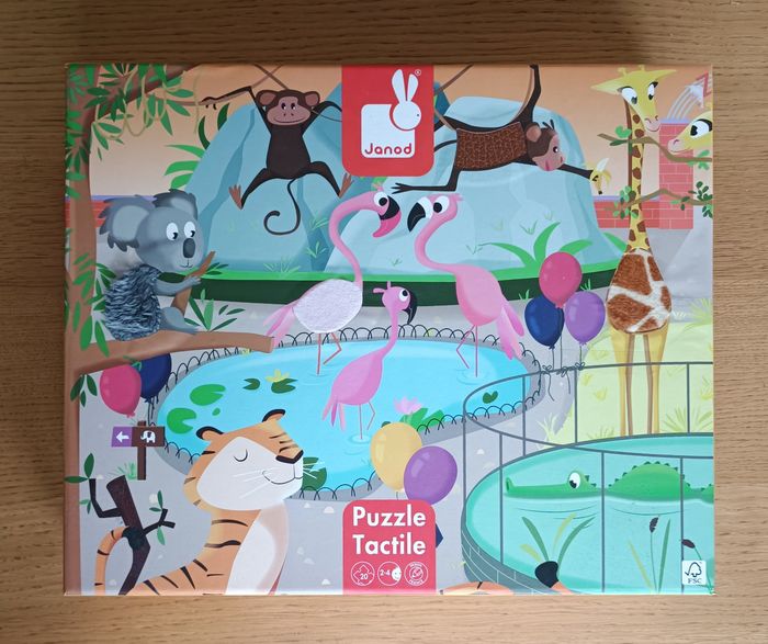 Puzzle géant tactile Janod "Journée au zoo" 20 pièces 2 ans - photo numéro 2