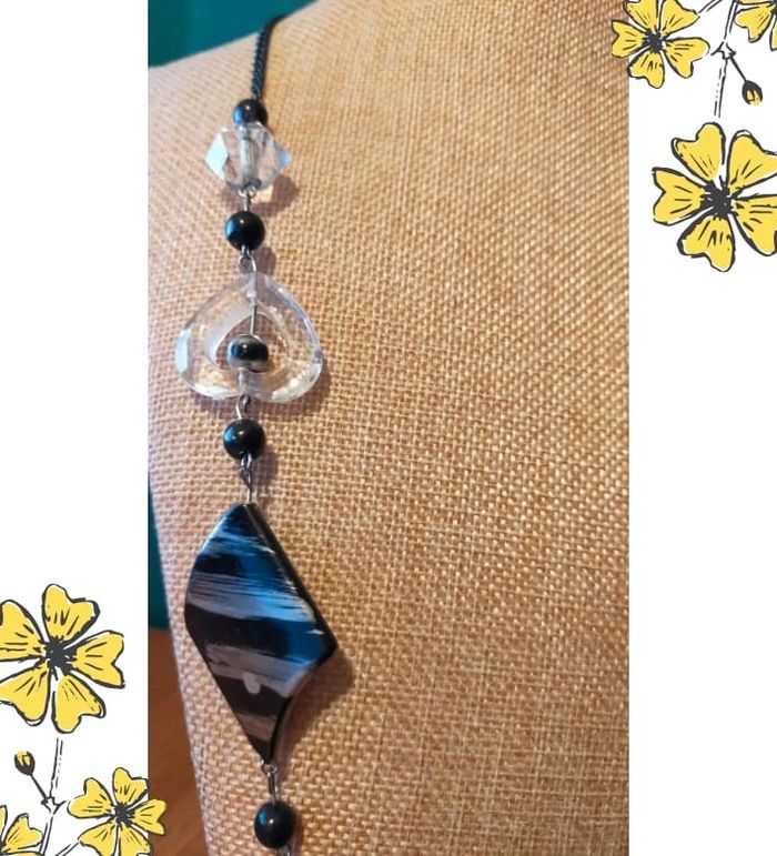Collier fantaisie noir et transparent – Formes modernes, style graphique - photo numéro 6