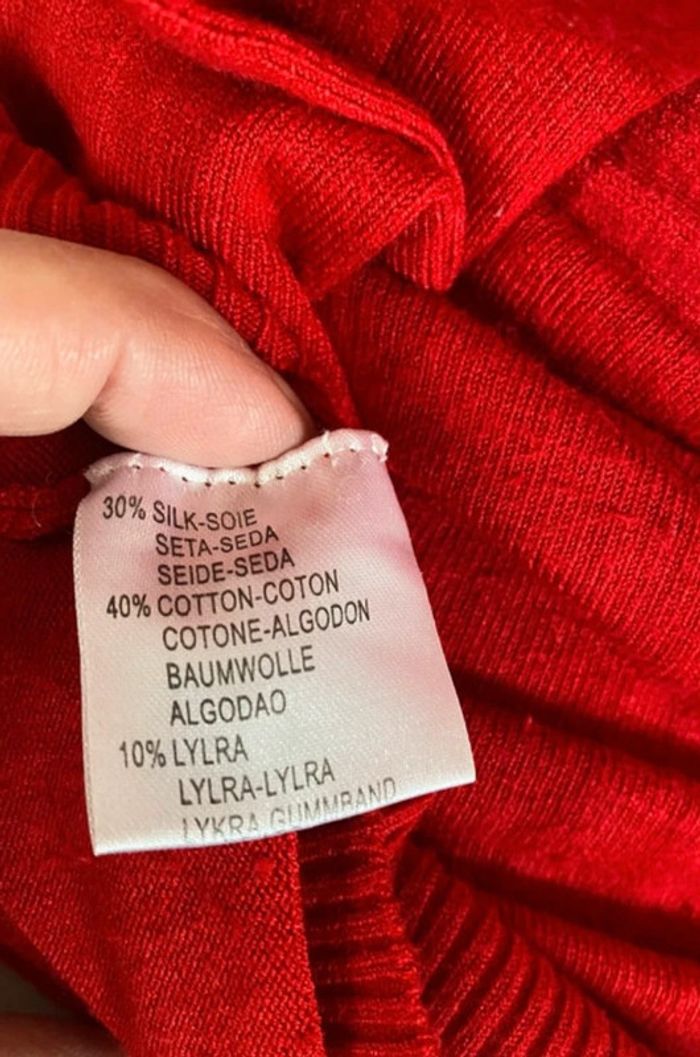 Superbe robe tunique rouge décolletée Laetitia Rosa taille 36/38 soie coton lycra - photo numéro 4