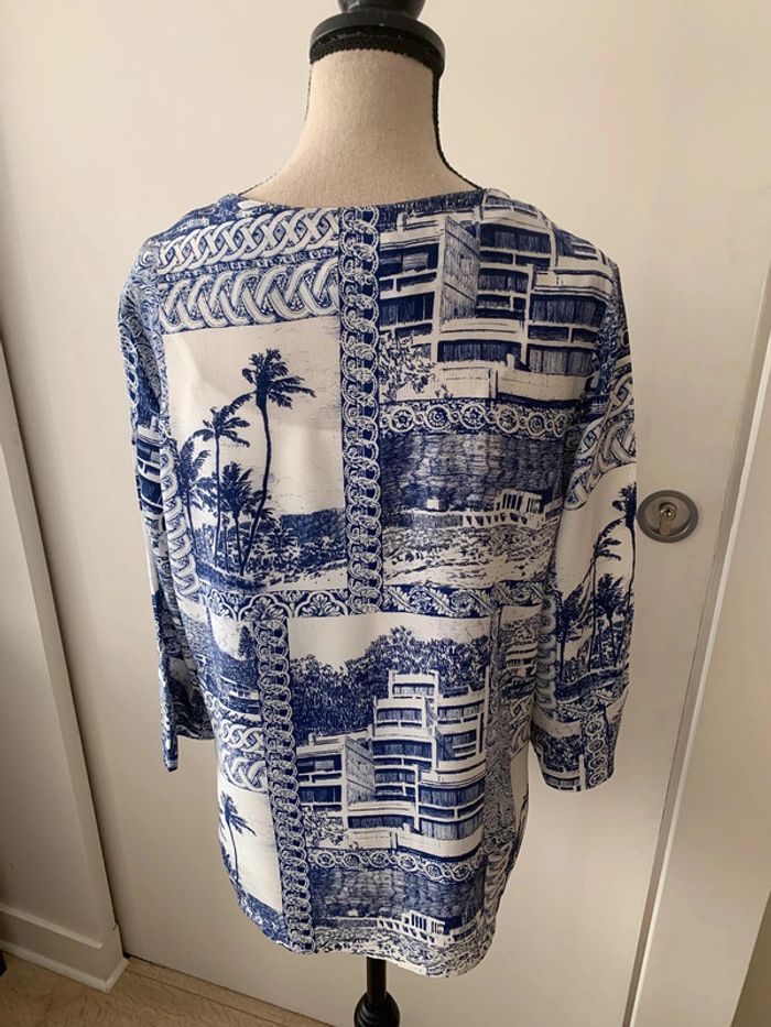 tunique "claudie pierlot" 100 % soie maine et blanc - photo numéro 4