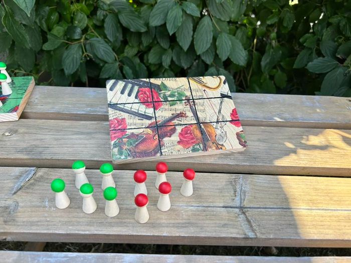 Tic tac toe en bois - thème fleurs - fabrication artisanale - photo numéro 2