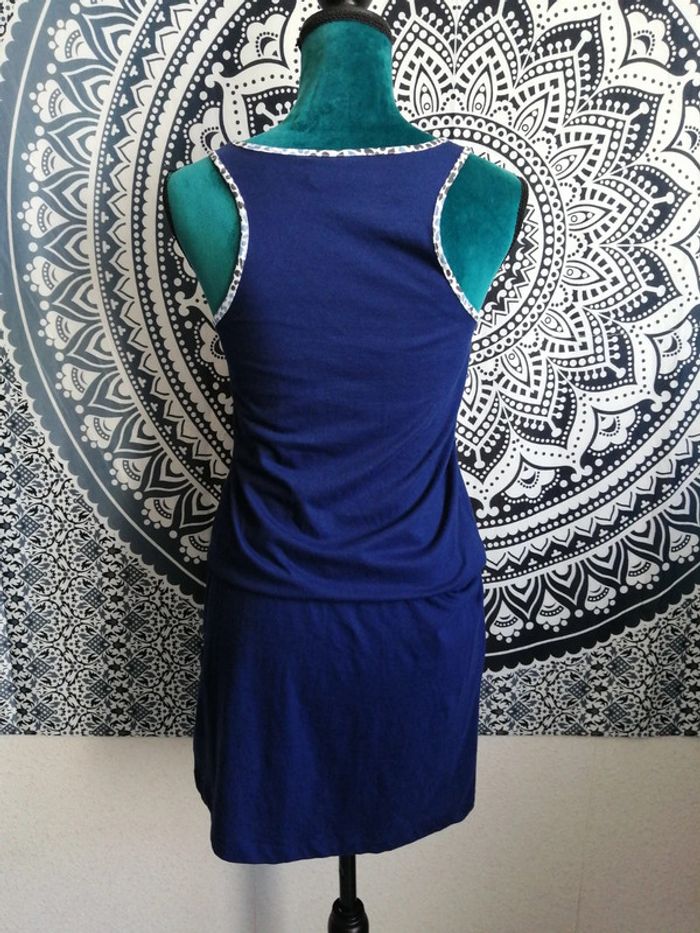 Robe de nuit bleu marine sans manches motifs pattes de chien lien à nouer / tissaia / (XS) - photo numéro 5