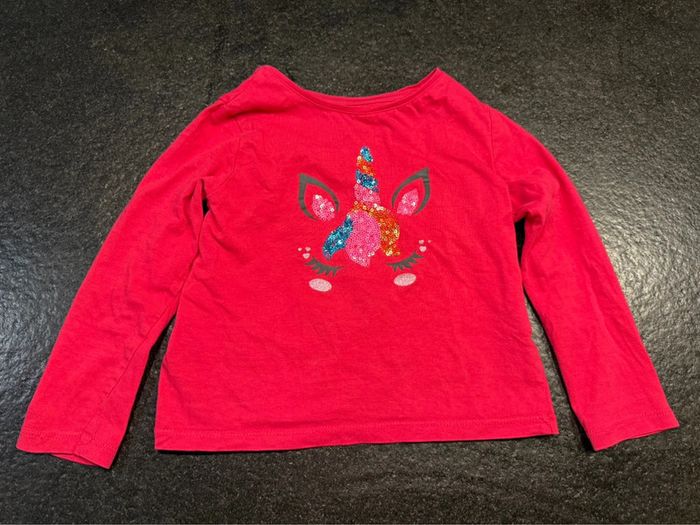 T-shirt manches longues Kiabi motif licorne taille 4 ans
