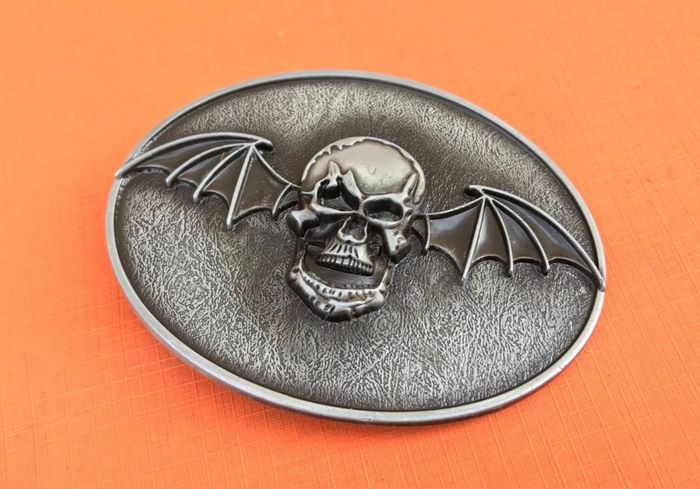 Boucle de ceinture Gothique  Tête de mort ailes de chauve-souris - photo numéro 3