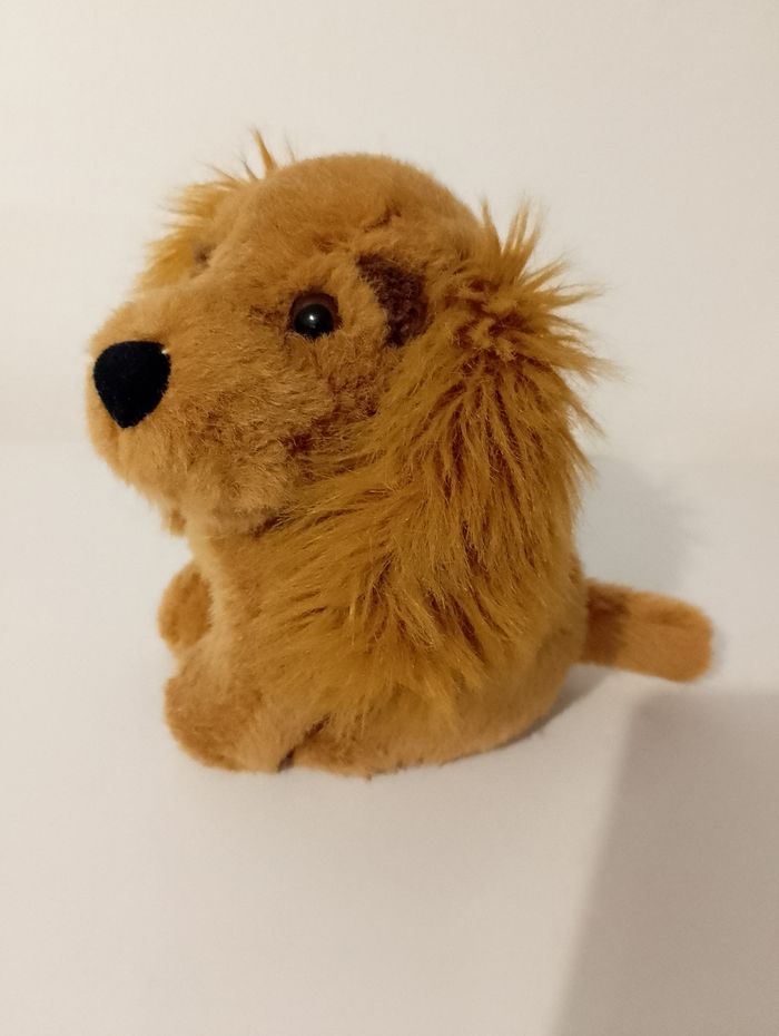 Différentes peluches chien lapin et bébé lion