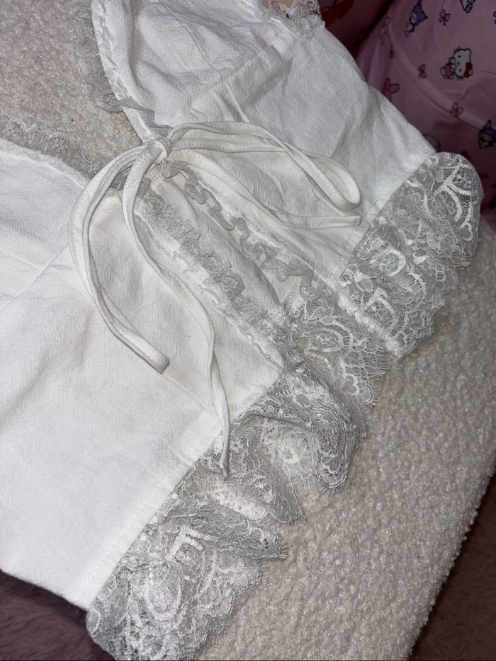 Crop top blanc à dentelle - photo numéro 3