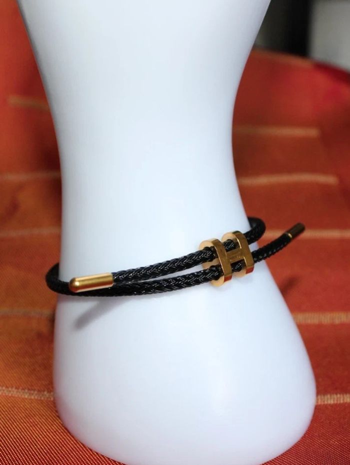 bracelet h en cordon tressé + acier inoxydable  pour adultes - photo numéro 4
