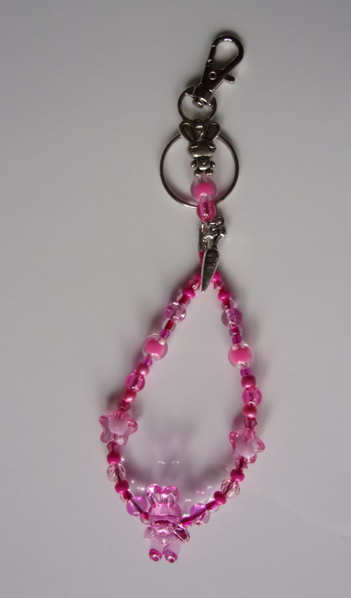 Porte clé ou Déco de sac à main lapin Rose Fuchsia