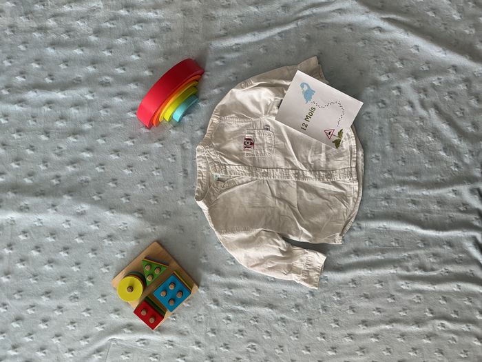 chemise manches longues blanc poche poitrine 12 mois obaibi - photo numéro 1