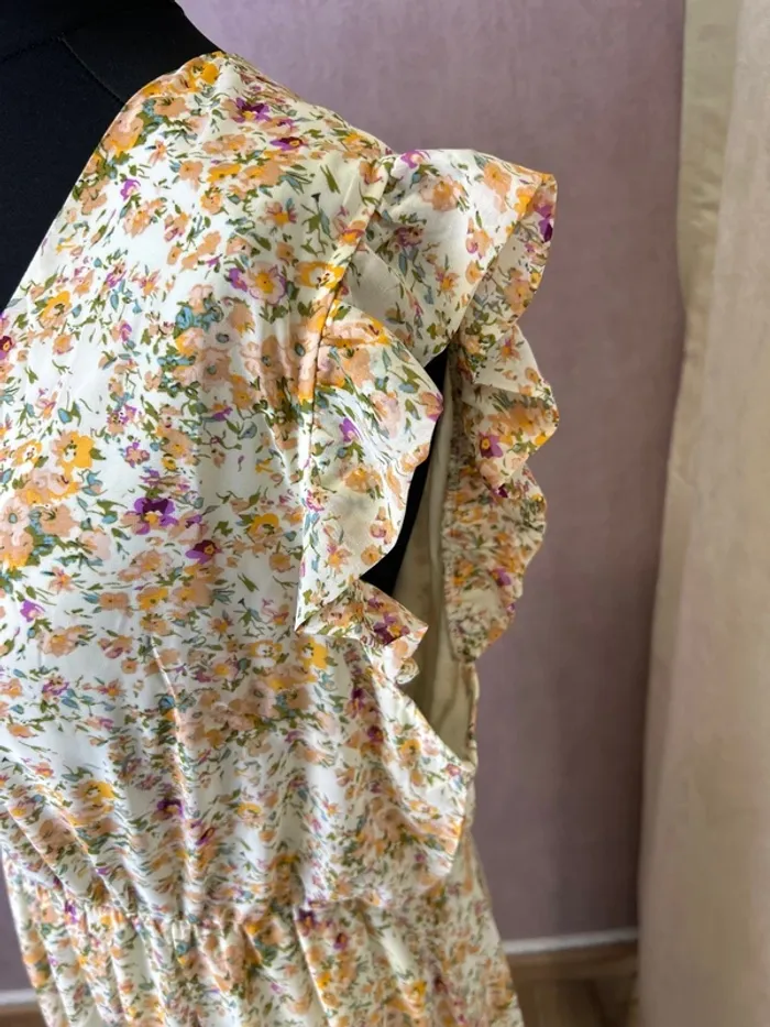 Robe femme taille 50 taille 52 fleurie mi longue robe été robe automne jaune femme - photo numéro 4