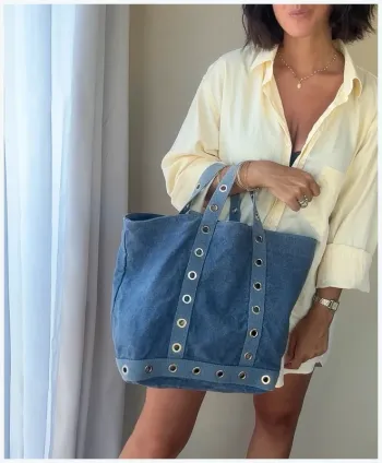 Sac Vanessa Bruno en lin bleu jeans très bon état