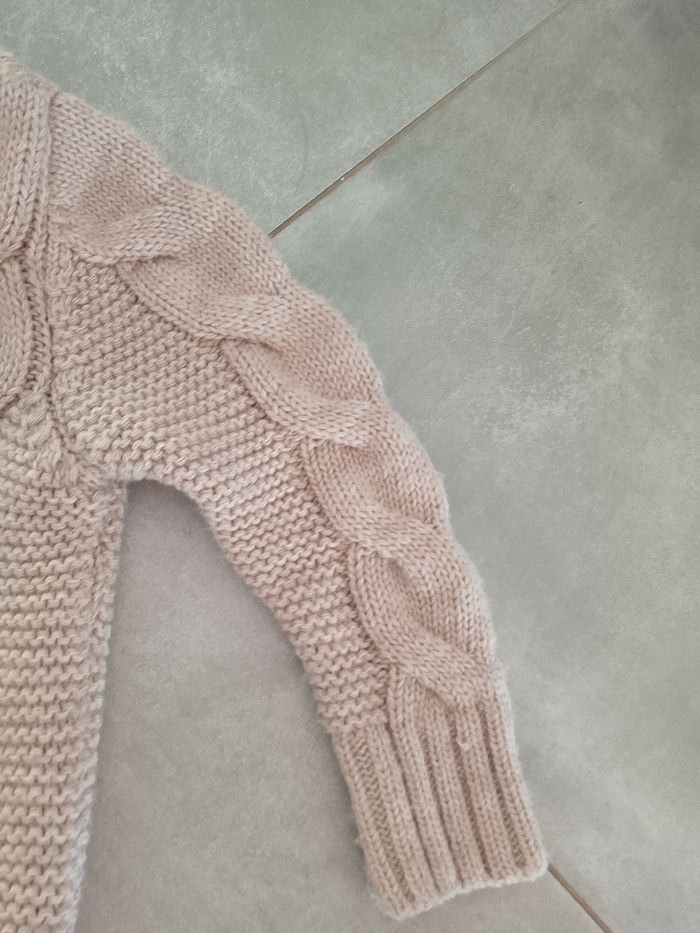 gros gilet en maille torsadé  laine beige  neuf - photo numéro 2