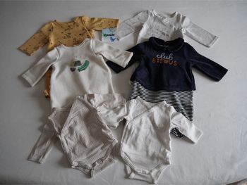 Lot Tape à l'oeil 1 mois : 4 Pyjamas (2 en sweat + 1 en velours + 1 en coton) + 2 Bodies ML