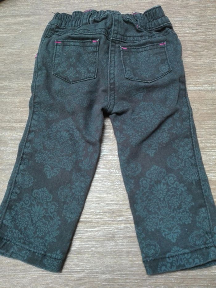 Pantalon jean slim bébé fille orchestra noir 6 mois motifs vintage tapisserie - photo numéro 2
