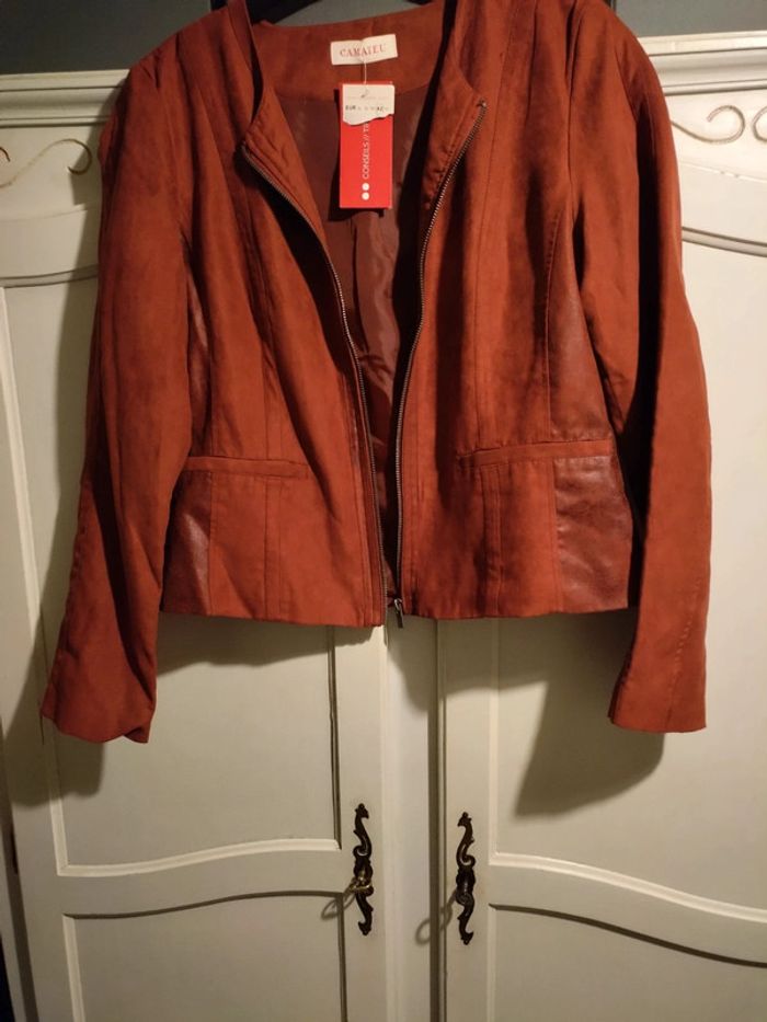 Veste Camaïeu couleur brique neuve avec étiquette taille 42 - photo numéro 6