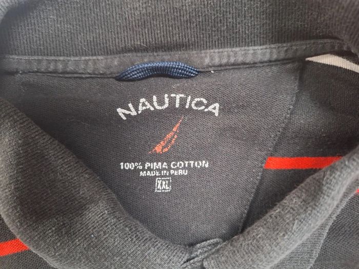 Polo manche courte nautica noir a rayures - taille 2XL - homme brodé (462) - photo numéro 7