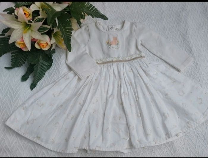 Robe body bi-matière effet 2 en 1. Body manches longues en jersey, de la marque Orchestra en 6 mois. - photo numéro 4