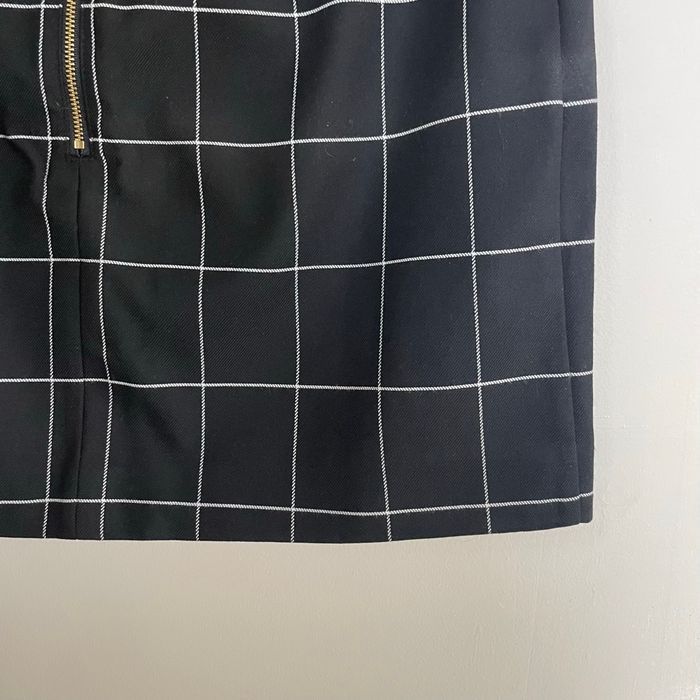 Jupe courte noire à carreaux blancs H&M taille 42 zip doré devant style graphique V062 - photo numéro 2