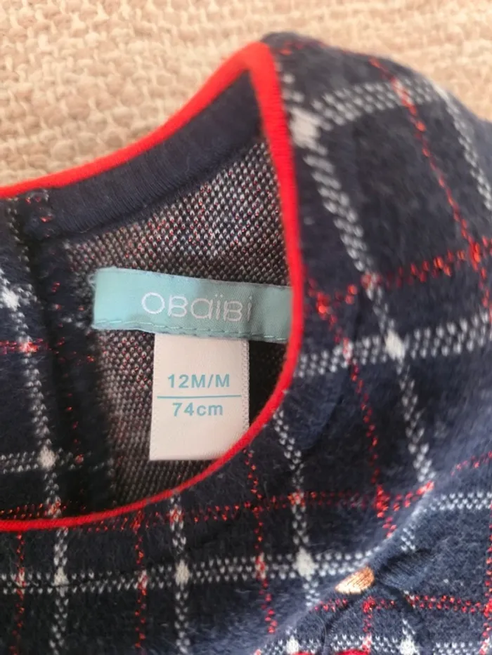 Belle robe rayée bleu blanc et rouge Obaïbi 12 mois - photo numéro 4