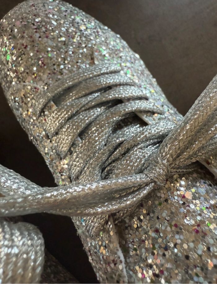 Baskets femme argenté à paillettes brillante taille 36 sneakers argent pailletée - photo numéro 2