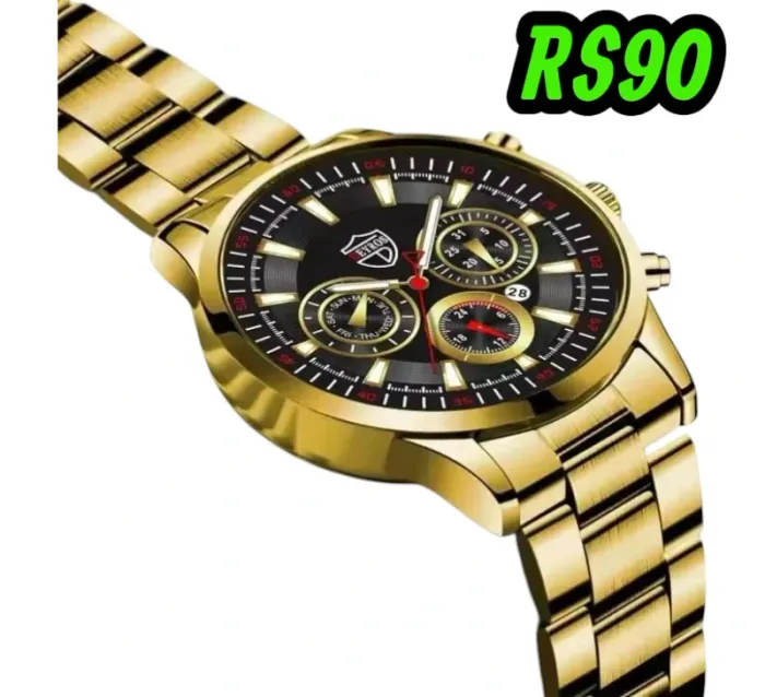 Montres hommes Top marque de luxe montre en or calendrier avec bracelet en acier inoxydable - photo numéro 2