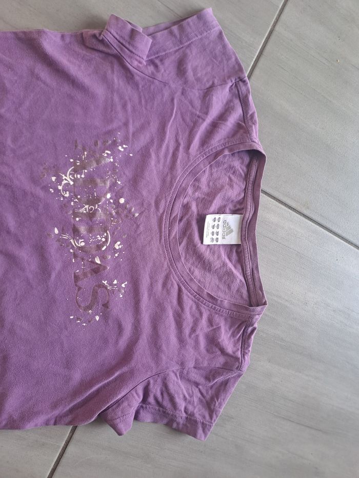 Tee-shirt violet Adidas Taille 42 - photo numéro 3