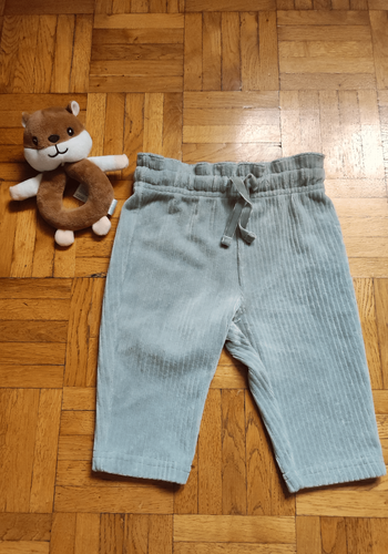 Pantalon vert d'eau en velours côtelé Boutchou 6 mois