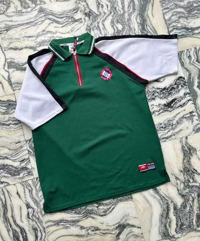 Polo half zip vert blanc et rouge taille XL - photo numéro 3