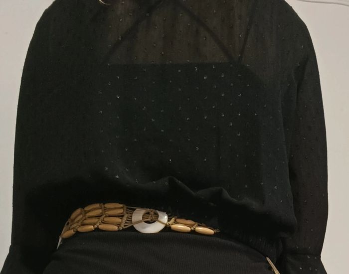 💎haut crop top sexy bohème noir Point scintillant taille unique xs s m femme - photo numéro 3