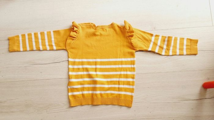 Vêtement fille pull moutarde rayé blanc Vert Baudet 3 ans - photo numéro 3