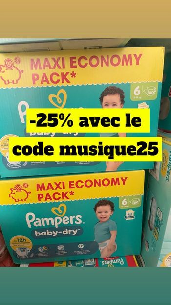 Deux paquets de couches Pampers taille 6