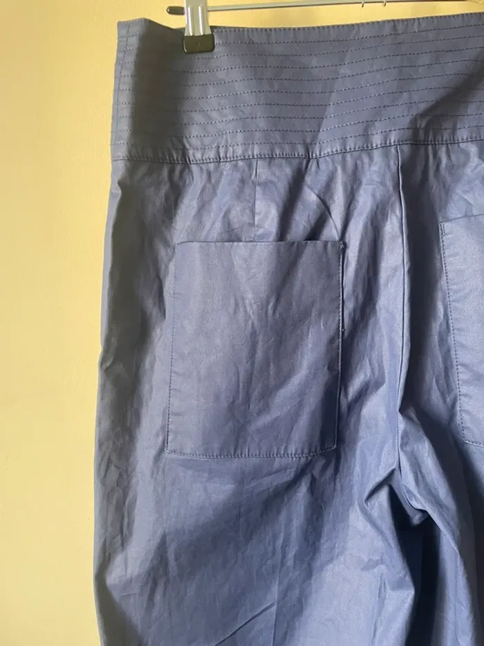 Pantalon large enduit bleu - photo numéro 6