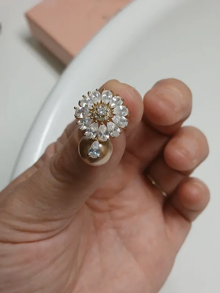 Boucle d oreille Perle et strass - photo numéro 2