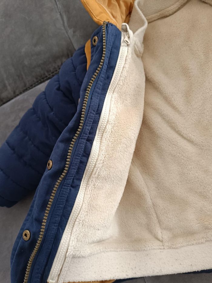 Blouson garçon chaud vertbaudet bleu marine et marron avec doublure 3 ans - photo numéro 7