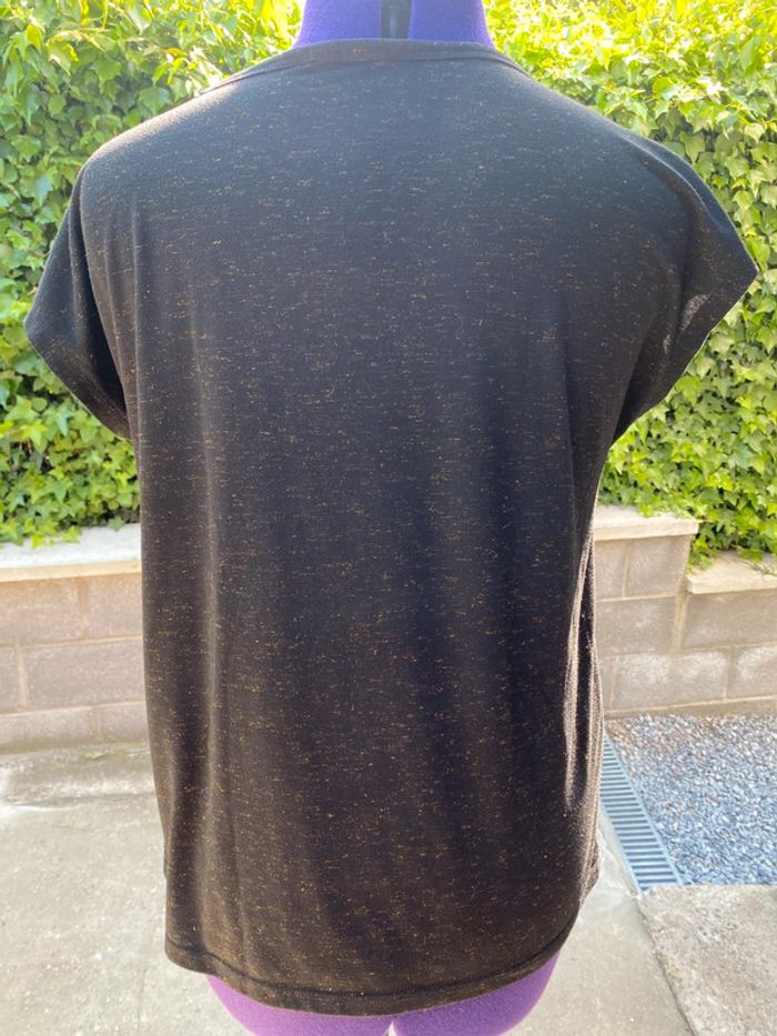 Blouse noire petit fil doré Col en V Camaïeu - photo numéro 5