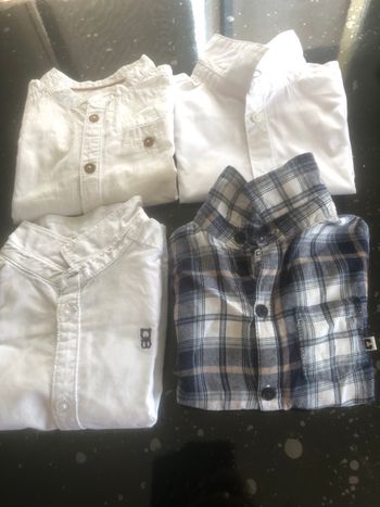 Chemises blanches et bleu à manche courte et longue 