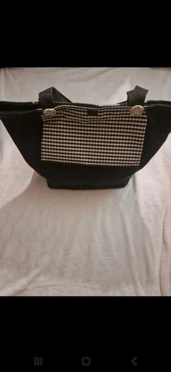 Grand sac cabas à carreaux & noir