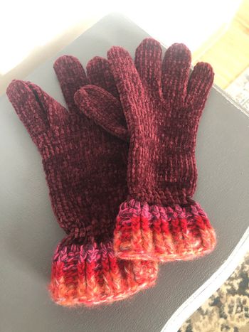 Gants hiver froid marron violet orange
