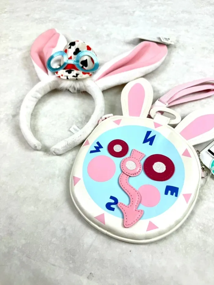 Ensemble Ears (serre-tête) et sacoche Disney Lapin Blanc Alice - Tokyo Disneyland